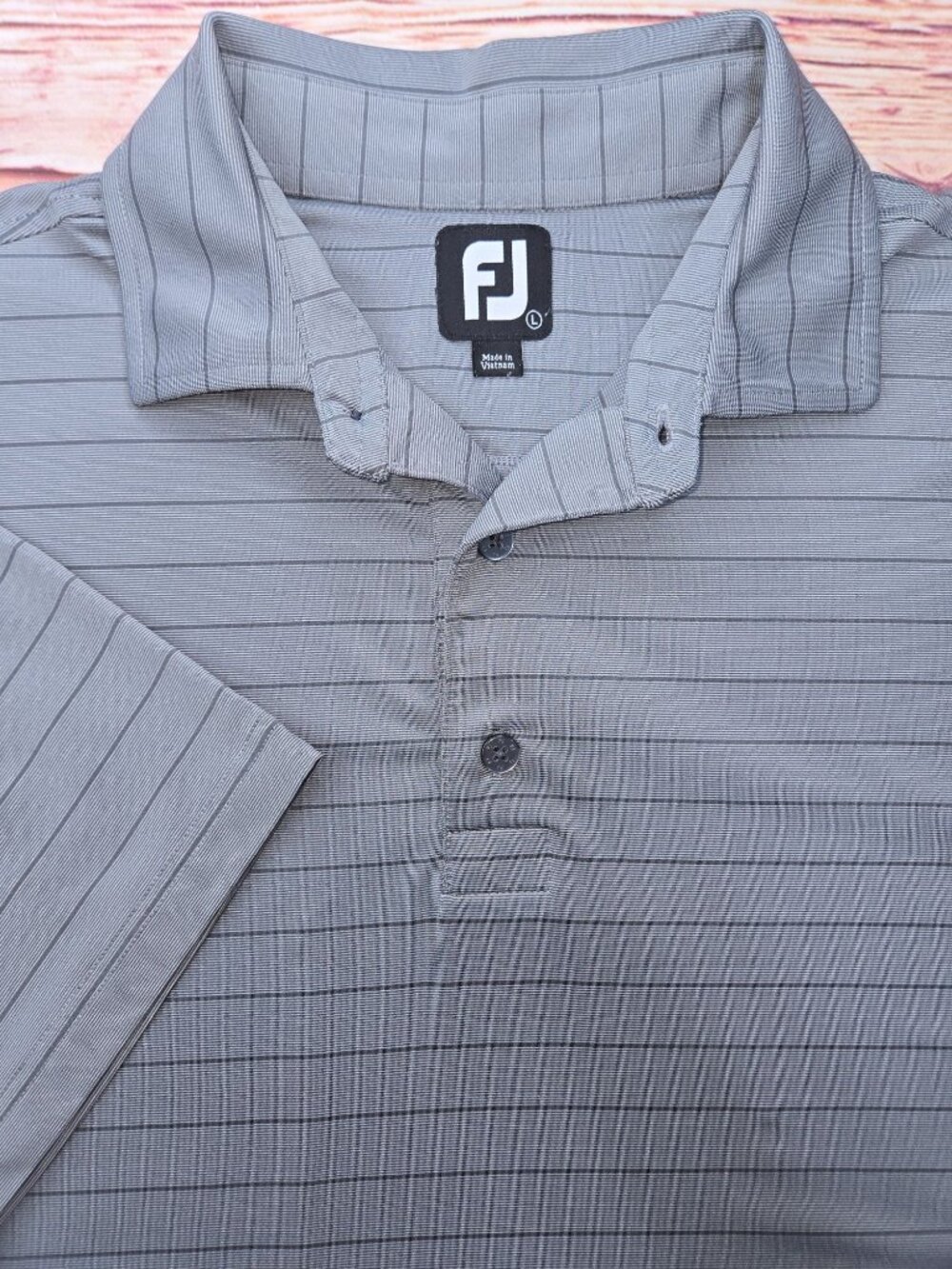 Footjoy Mens Gray Striped Performance Polo Large
